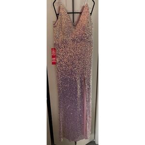 Speechless PINK Women's Sequined Evening Dress with Split Front Size M